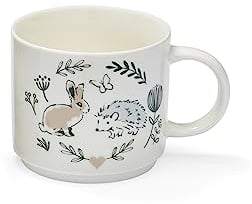 Cooksmart British Designed Stacking Coffee Mug | Ceramic Coffee Mugs for Home or Work | Large Mugs for Hot Drinks | Tea and Coffee Cups - Country Animals