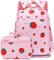 CAMTOP Rucksack für Kinder, Jungen, Mädchen, Vorschulrucksäcke mit Lunchbox, Kleinkind, Kindergarten, Büchertaschen-Set, Erdbeere, Rucksack