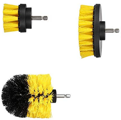 Grout Brush Tool Power Kit Cleaning Combo Yellow Cleaner 3-Piece Cleaner Brush Cleaner (Yellow, One Size)