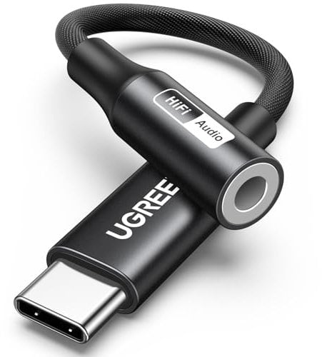 UGREEN USB C to 3.5mm Jack Adapter DAC Hi-Res 32Bit/384kHz Type C Thunderbolt Aux Headphone Stereo Compatible with iPhone 16 Pro Max/15 Galaxy S25 Ultra S24 S23 A55 A56 2025 iPad Air 11/13 Pixel 9/8/7