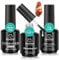 Beetles Nail Blooming Gel & No Wipe Gel Base Top Coat Set, 3-teilig, 15 ml, glänzendes Finish, lang anhaltendes Top-Base-Gel, das sich, Nagelgel, Nagelkunst, Design, Maniküre, Geschenke für Frauen