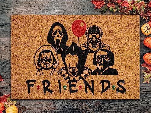 Ensound Best Friends Team Forever Door Mat,Welcome Horror Characters Halloween Door Mat,Outdoor Mats Funny Doormat,Halloween Decor Mat 30x18 Inch