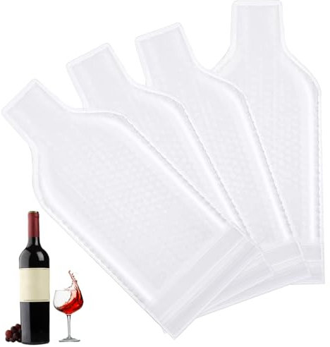 Sacs de protection pour bouteilles de vin, 4 pièces transparentes Housse anti-choc pour bouteille de vin, Protection des bouteilles de vin pour les voyages en avion, les transports et l'emballage