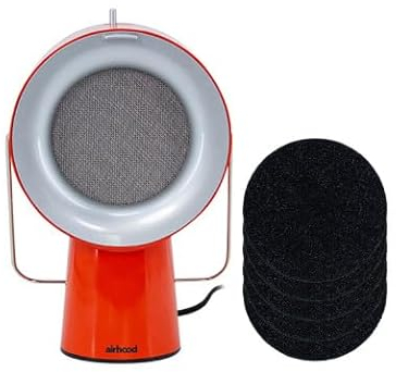 AirHood Wired – Campana Extractora Portátil de Acero Inoxidable con Filtro de Carbón Activado y Partículas de Aceite, Fácil de Limpiar, Sin Instalación (Naranja Cadmio)
