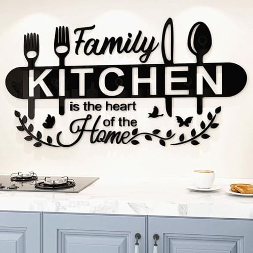 Adesivi Murali Cucina - DIY Adesivi Cucina Decorativi Ristorante Adesivi per Cucina Decorazioni Cucina per Soggiorno Adesivi da Parete Camera da Letto Scritte Adesive Per Pareti (Nero, 35 * 70cm)