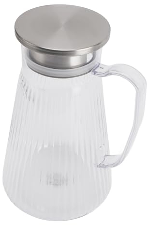 SIXRUN Jarra de Agua con Tapa y Asa 1500 Ml Acrílico Resistente Al Calor Jarra de Agua Transparente para Limonada Leche Té Helado Bebidas Frías o Calientes Jarra Fría (estilo 1)