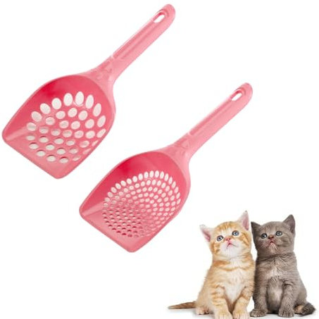 DHWEKU 2 Pezzi Paletta per Lettiera Gatto,Paletta per Lettiera per Gatti in Plastica, Pala Setaccio per Lettiera,Plastica Strumento di Pulizia per Sabbia di Gatti,Rosa,per Pulizia della Lettiera