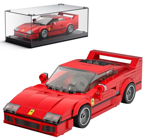 Mould King 27038 Technik Speed Champion Auto Bausteine F40 Rennwagen Klemmbausteine Sportwagen Bauspielzeug mit Acryl Vitrine Modellautos zum Sammeln (338 Teile)