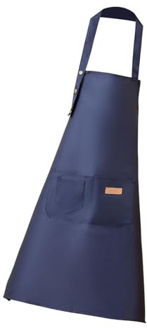 Delantales para hombre – Delantal profesional con 2 bolsillos | Correa ajustable, delantal de cocina impermeable para mujeres, hombres y adultos, delantal de trabajo, azul marino, Siehe Beschreibung