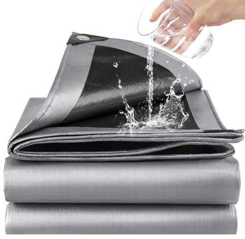 Lona impermeable y resistente, 180 g/m², resistente al agua, para exteriores, resistente a las heladas, protección UV, lona de plástico PE para jardín, cenador, camping, muebles, cobertizos, 2 m x 4 m