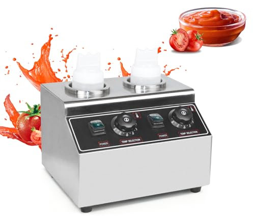 EASYROSE Electric Sauce Warmer Squeeze Bottle Warmer Nacho Cheese Dispenser Warmer with 2 Bottles, Jam Chocolate Butter Preservation Machine 30~85℃, 220V