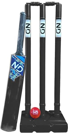 ND Sports Cricket Set - Plastic Stumps, Bat & Ball | Lightweight & Durable | Kids & Adults Backyard Cricket Game | Indoor & Outdoor Play | Portable & Fun Sports Kit