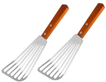 Hafrily 2pcs Fish Spatula Stainless Steel Fish Slice Spatula Fish Slice for Non Stick Pans Palette Knife