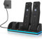 Estación de carga 4 en 1 para mando a distancia Wii y Wii U, cargador con 4 paquetes de baterías recargables, estación de carga de 4 puertos + 4 baterías de repuesto de 2800 mAh + cable USB, control