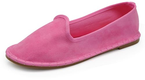 IF Fashion Ballerine Friulane 608 - Zapatos venecianos de terciopelo sintético para mujer, 8091 Fucsia Rosa Barbie, 40 EU Stretta