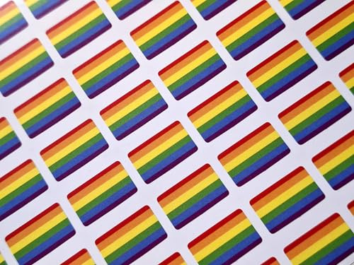 Kleine Mini-Aufkleber, 20 x 12 mm, Regenbogenfarben, LGBT-Flagge, Klebeetiketten, 64 Stück