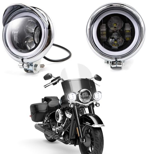 Motorrad Nebelscheinwerfer 2 Stück 4'' 12V LED Weiß DRL Zusatzlampe Scheinwerfer für Cruiser Chopper Cafe Racer ATV SUV