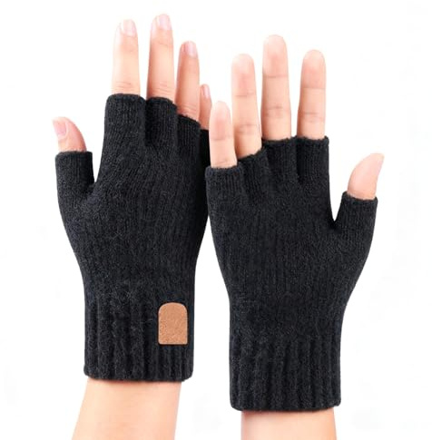 Wqafe Thermisch Fingerlose Handschuhe Winter Warme Strick Weich Flauschig Touchscreen Winterhandschuhe für Skifahren Radfahren Arbeit Damen und Herren