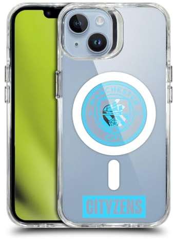 Head Case Designs Officially Licensed Manchester City Man City FC Cityzens Logo Icon Shockproof Bumper Case [Military Grade Protection] Compatible with and Compatible with MagSafe Apple iPhone 14