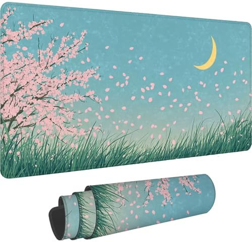 Tapis de Souris XXL 600 x 300 mm 2025 Neuf Grand Tapis Souris Lune avec à Bords Cousus, Gaming Mouse Pad Imperméable,Améliore la Précision et la Vitesse - pour Mouse Pad et Claviers,Arbre,-DD 1085