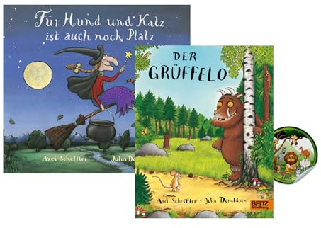 Pappbilderbuch: Der Grüffelo + Für Hund und Katz ist auch noch Platz | Bilderbuch-Set von Julia Donaldson & Axel Scheffler | inkl. Tiersticker von Collectix