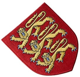 England Royal Coat of Arms Patch – 1 Pieces Embroidered British Lions Shield Applique – Iron On or Sew On Badge for Clothes, Bags, Jackets, Uniforms, Backpacks, Airsoft, Dog Vests