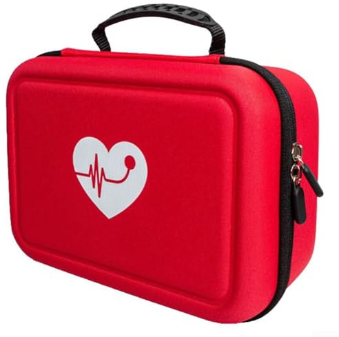 Multifunctional Storage Bag for Blood Pressure Monitors Glucose Meters | Adjustable For EVA Case W/Water-Repellent Fabric for Supplies | Portable(Red)