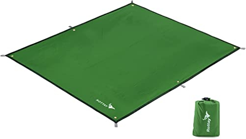 Rottay Zeltplane Wasserdicht, Dunkelgrün Camping Zelt Tarp Zeltunterlage für Hängematte, Regenschutz Sonnenschutz für Outdoor Camping MEHRWEG Wandern, Leichte Tragbare für Wandern Reisen
