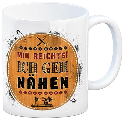 trendaffe Kaffeebecher mit Spruch: Mir reicht's! Ich geh nähen