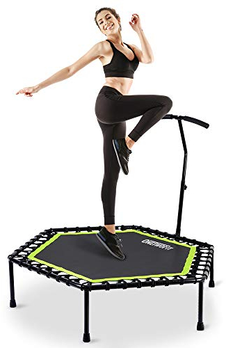 ONETWOFIT 48 Rebounder Trampoline for Adults with Adjustable Handle Bar Fitness Trampoline Bungee Rebounder Jumping Cardio Trainer Workout OT064