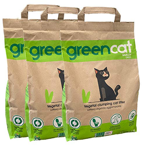Greencat lettiera per gatti a base d'orzo (3 x 6 litri) tot. 7,20 kg