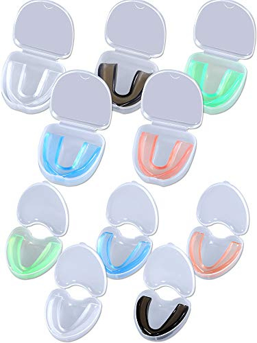 Hsei 10 Pcs Sports Mouth Guards with Portable Cases, 5 Colors for Sports