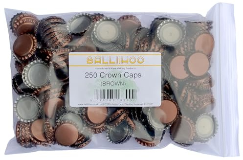 BALLIIHOO Pack of 250 Crown Bottle Caps - Brown