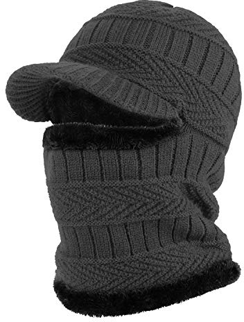 AYPOW Winter Bonnet Balaclava en Tricot avec Cache-Cou Flexible, Masque Unisexe Coupe-Vent Ski Chaud pour Sports de Plein Air - Noir