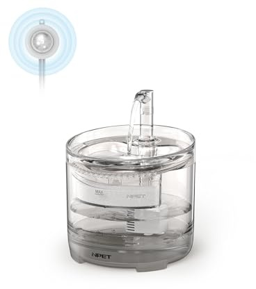 NPET WF050 Cat Water Fountain, Dog Water Dispenser, 50oz/1.5L Super Quiet Automatic Pet Drinking Fountain with Faucet Kits