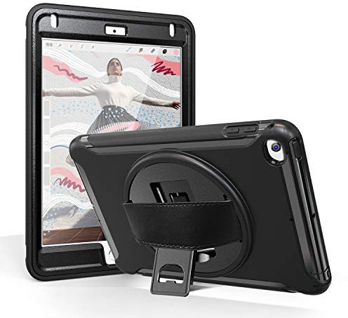 MadeRy Funda Infantil para iPad Mini 5 (2019) / iPad Mini 4 7.9 Inch, Resistente Carcasa Niño Antigolpes Cover con Soporte y Correa de Mano. (Negro)
