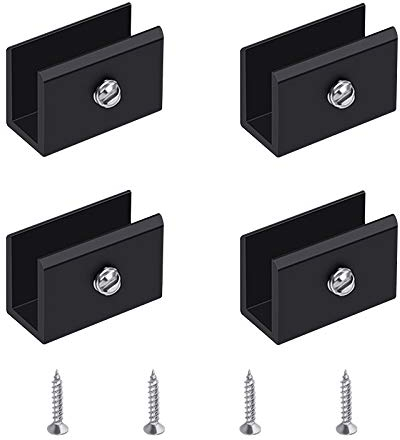 UFURMATE Pince à Verre, 4 Pièces de Support d’Étagère en Verre Murale Support Tablette Verre Noir, Fixation Tablette Verre Réglable en Alliage d'Aluminium, Pour Verre de 6 à 8 mm d'Épaisseur