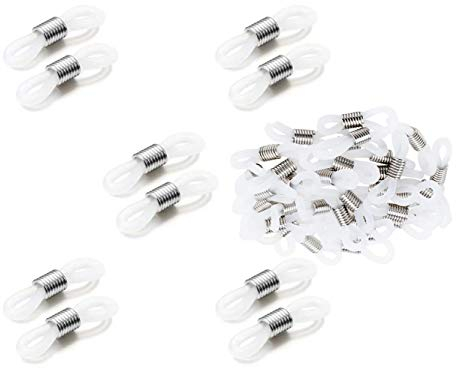 Brillen Kettenverbinder, 40 Stücke Brille Brillenkette Gurthalter Schlaufenenden Gummi Brillenkordel Gurthalter Schlaufen Gummi Enden Brillen Kettenenden Gummischlaufen Weiß.