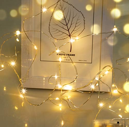 cshare Battery Fairy Lights, Battery Operated String Lights 20 LEDs 2m/6.56ft Copper Wire Light IP65 Waterproof for Christmas Tree Bedroom Gifts Indoor Halloween Decorations(Warm White)