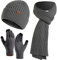 Yutdeng Herren Winter Warme Strickmütze Hut Schal Handschuhe Set Wintermütze Beanie Mütze Winterschal Touchscreen Handschuhe mit Fleecefutter (Grau)