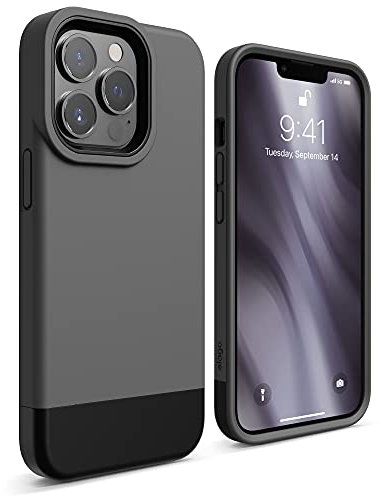elago Glide Custodia Cover Compatibile con iPhone 13 Pro Case (6.1), Cover Protettiva in TPU Sottile, Protezione Della Fotocamera Migliorata, Antigraffio, Design Semplice e Unico (Grigio Scuro/Nero)
