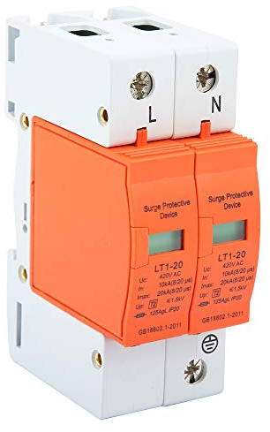 Dispositivo di Protezione Contro le Sovratensioni, Limitatore di Sovratensione 2P 10KA-20KA 420V AC Dispositivo di Scarico a Bassa Tensione Interruttore Elettronico per la Protezione dei Fulmini