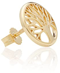 NKlaus Einzel 10,6mm Baum des Lebens Ohrstecker 585 Gelb Gold Weltenbaum glanz Ohrring 13116