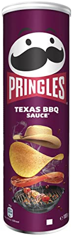 Pringles Texas BBQ Sauce (1 x 185 g) – der unwiderstehliche Snack-Klassiker in der praktischen Dose – knackige Chips mit Barbequesauce-Geschmack – Pop. Play. Eat.