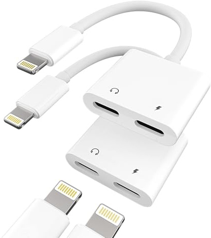 Lightning Earphone Converter Headphone Jack Splitter Cable 2Pack 2 in 1 MFi Certified Fast Charging Audio Adapter AUX Connector Sync for Apple for iPhone 14 14 Plus 13 Pro Max 12 11 XS Max for iPad
