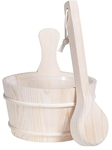 Amesor Cesta da sauna e mestolo – 4 l per sauna a casa – da bagno per sauna, bagno turco, bagno, casa per amici, genitori, nonni