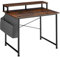tectake® Bureau avec étagère et poche de rangement en tissu 120 x 60 x 110 cm Table bureau Style industriel Bureaux ordinateur Meuble pc Table de travail Meuble ordinateur Desk Teletravail, Bois foncé