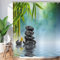 Hnmdmyi Rideau de Douche Zen Jardin 180x200, Spa Bambou Vert Pierre Noire Fleur Blanche Rideau de Baignoire Méditation Japonaise Détente Tissu étanche Lavable Rideau de Bain avec Crochets