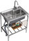 Duchunsheng Fregadero De Cocina, Fregadero Camper Exterior Un Seno, Inoxidable, para Garaje Lavandería Catering, con Patas Regulables, 50 60 70CM Portatil Fregadero De Comercial Lavabo De Cocina