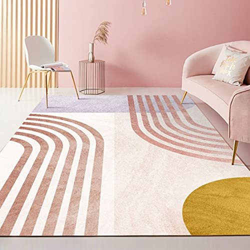 Rug-QJDDUP Kurzflor Teppich,Gelb Weiß Orange Rosa Purple Modern Design, Yellow, 120 x 150 cm, Teppiche Wohnzimmer, Esszimmer, Schlafzimmer, Moderne Wohnung,